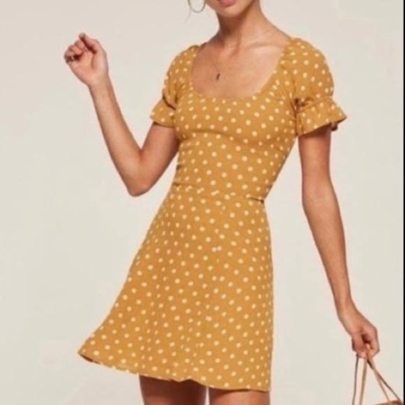 Reformation Dresses & Skirts - Reformation Yellow Polka Dot Dress Size 2